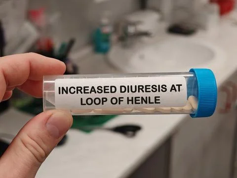 INCREASED DIURESIS AT LOOP OF HENLE for edema kidney disease electrolyte Stock Photos