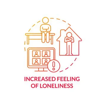 Increased feeling of loneliness red gradient concept icon Stock Illustration