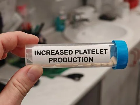 INCREASED PLATELET PRODUCTION hematologic and coagulation effect for bleeding Stock Photos