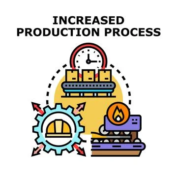 Increased production process optimizing industrial manufacturing operations 스톡 일러스트