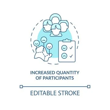 Increased quantity of participants turquoise concept icon Stock Illustration