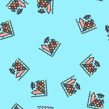 Increased school enrollment vector seamless pattern Stock Illustration