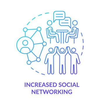 Increased social networking blue gradient concept icon Stock Illustration