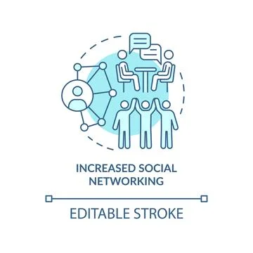 Increased social networking turquoise concept icon Stock Illustration