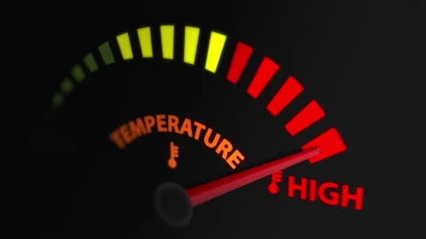 Increased the Temperature Indicator to the Maximum (High ) Level Stock Footage 244257999