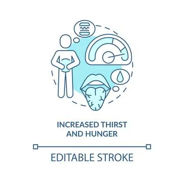 Increased thirst and hunger concept icon Illustrazione stock