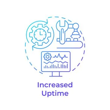 Increased uptime blue gradient concept icon Stock Illustration