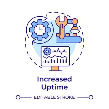Increased uptime multi color concept icon Stock Illustration