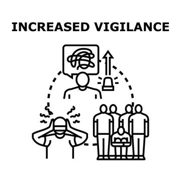Increased vigilance concept with stressed people feeling alert Stock Illustration