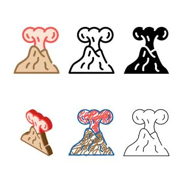 Increased volcanic activity color icon series vector Stock Illustration