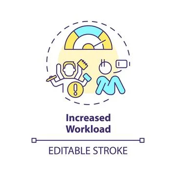 Increased workload multi color concept icon Stock Illustration
