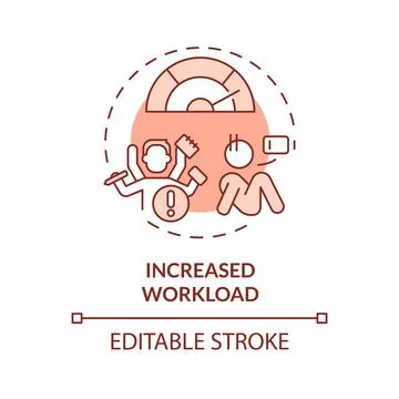 Increased workload red concept icon Stock Illustration