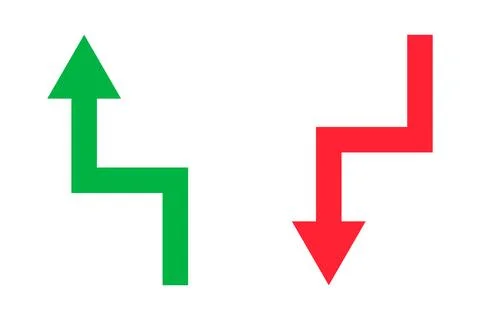 Increasing and decreasing arrow icon set. Changes in sales and stock prices.. 库存插图