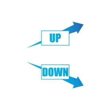 Increasing and decreasing arrow set.blue arrows shows growth and recession bu Stock Illustration