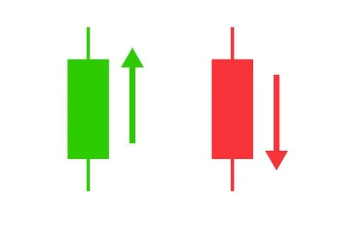 Increasing and decreasing candlestick icon set. Stock market volatility. Ve.. Stock Illustration