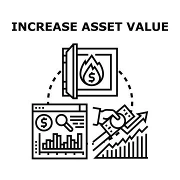 Increasing asset value with financial analysis and growth strategy Stock Illustration