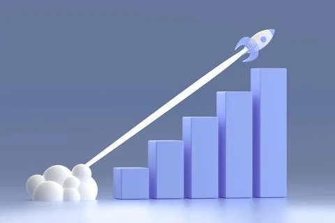 Increasing bars on profits chart. stats graph showing growth and positive res Stock Illustration