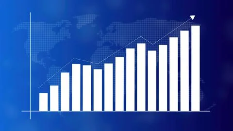 Increasing business graph with global background, rising chart, and white b.. Stock Illustration