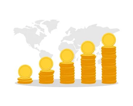 Increasing chart from pile of coins Stock Illustration