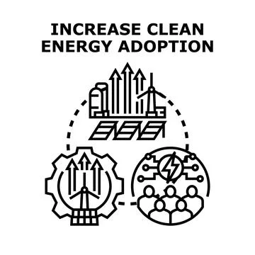 Increasing clean energy adoption and sustainable development concept Stock Illustration