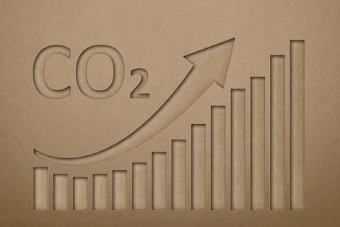 Increasing CO2 emissions into the atmosphere. Environmental pollution. 3D Stockillustratie