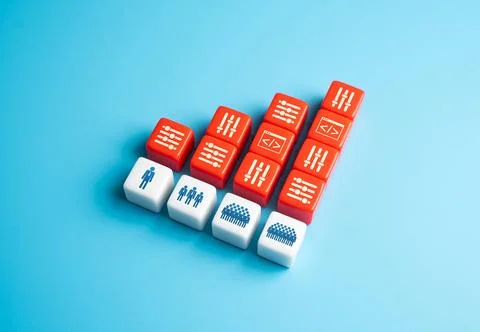 Increasing complexity of managing large staff and masses of people. Challen.. Stock Photos