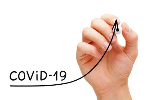 Increasing Coronavirus Cases Graph Arrow Concept Stockfoto's