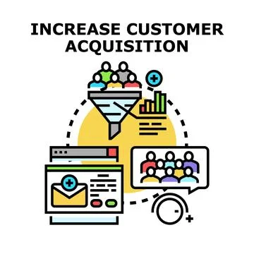 Increasing customer acquisition funnel and marketing strategy Stock Illustration