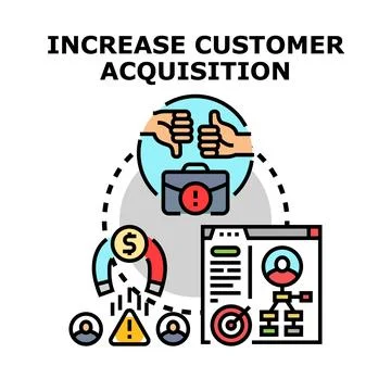 Increasing customer acquisition strategy marketing business concept Stock Illustration