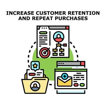 Increasing customer retention and repeat purchases strategy Stock Illustration