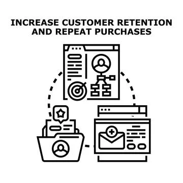 Increasing customer retention and repeat purchases strategy Stock Illustration
