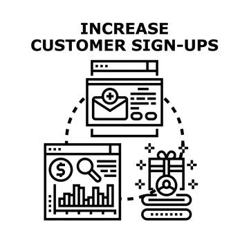 Increasing customer sign ups and user registration process Stock Illustration