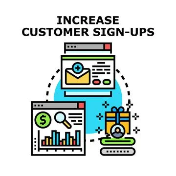 Increasing customer sign ups and user registration process Stock Illustration