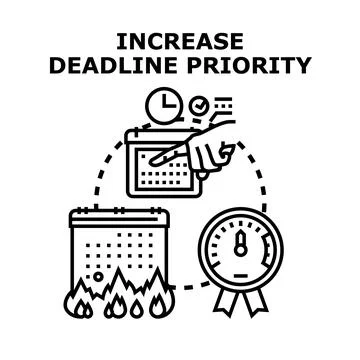 Increasing deadline priority and managing urgent tasks concept Stock Illustration