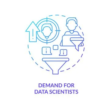 Increasing demand for data scientists blue gradient concept icon 스톡 일러스트