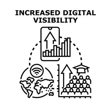 Increasing digital visibility reaching global audiences online Stock Illustration