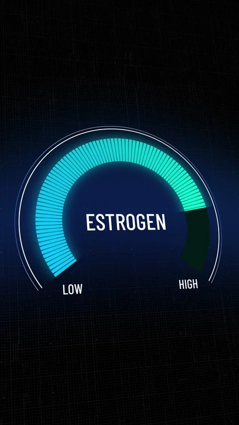 Increasing Estrogen hormone level animation, digital blue gauge rising from l Stock Footage 319834913