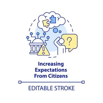 Increasing expectations from citizens concept icon Stock Illustration