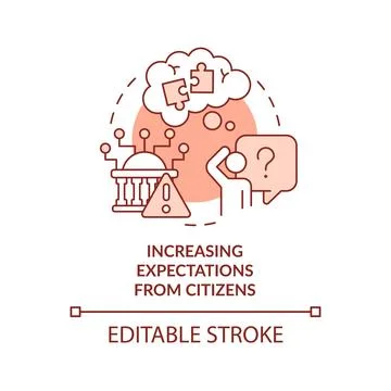 Increasing expectations from citizens red concept icon Stock Illustration
