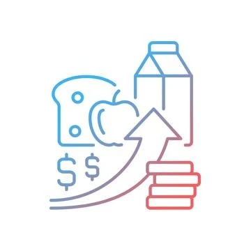 Increasing food prices gradient linear vector icon 스톡 일러스트