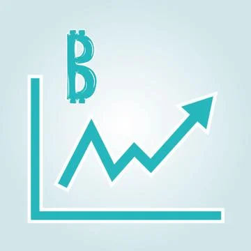 Increasing graph with bitcoin symbol Stock Illustration