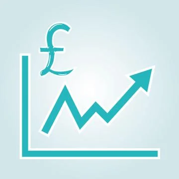 Increasing graph with pound symbol Illustrazione stock