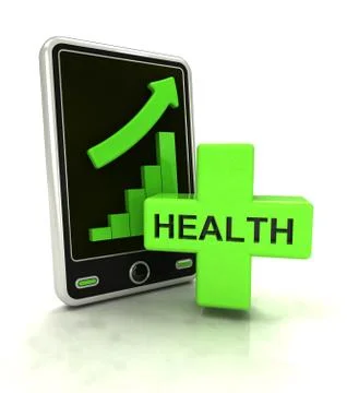 Increasing graph stats of health care on smart phone display illustration Stock Illustration