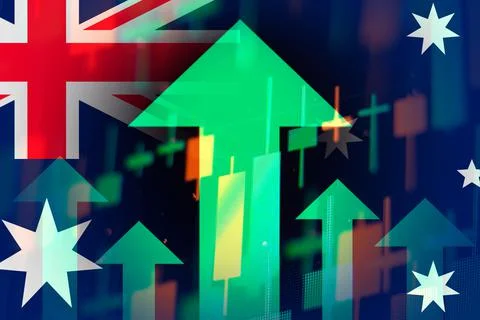 Increasing green arrows show improvements in economy or growth on the stock Иллюстрация