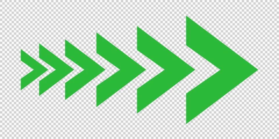 Increasing Green Arrows on White Background Stock Illustration