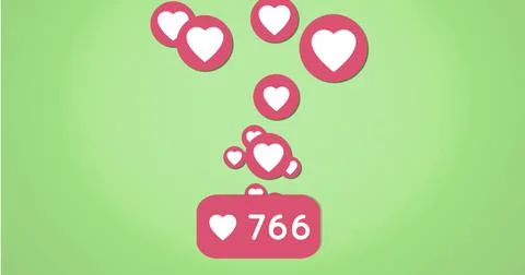 Increasing hearts count 4k Stock Illustration