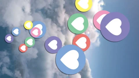 Increasing hearts count flying in the sky 4k Stock Footage 312662591