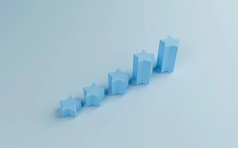 Increasing high of blue five blue stars for Customer or client feedback sys.. 스톡 일러스트