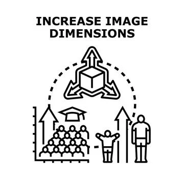 Increasing image dimensions and scaling up a diverse audience Stock Illustration