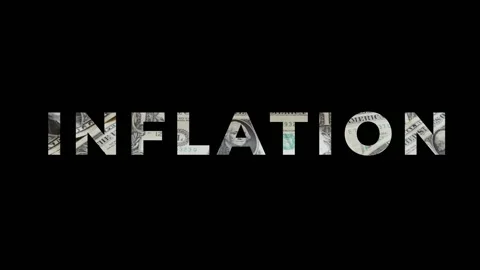 Increasing Inflation animated text with dollars at backfround Stock Footage 170368072